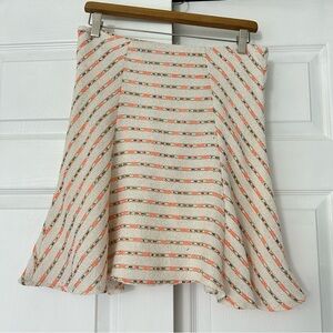 Maeve Orange Cream Fit and Flare Midi Skirt 6